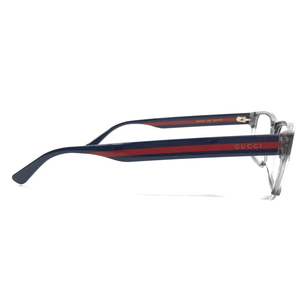 Gucci Eyeglasses Frames GG0752O 003 Gray Blue Red Rectangle Full Rim 56-16-150